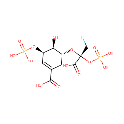 O=C(O)C1=C[C@@H](OP(=O)(O)O)[C@@H](O)[C@H](O[C@](CF)(OP(=O)(O)O)C(=O)O)C1 ZINC000026728103