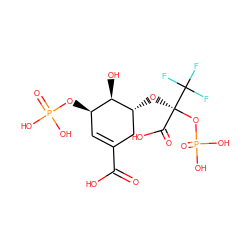 O=C(O)C1=C[C@@H](OP(=O)(O)O)[C@@H](O)[C@H](O[C@](OP(=O)(O)O)(C(=O)O)C(F)(F)F)C1 ZINC000026716076