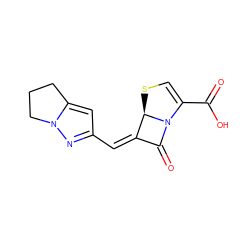 O=C(O)C1=CS[C@@H]2/C(=C\c3cc4n(n3)CCC4)C(=O)N12 ZINC000003819348