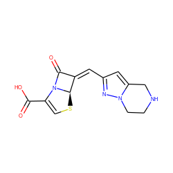 O=C(O)C1=CS[C@@H]2/C(=C\c3cc4n(n3)CCNC4)C(=O)N12 ZINC000034717636