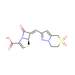 O=C(O)C1=CS[C@@H]2/C(=C\c3cc4n(n3)CCS(=O)(=O)C4)C(=O)N12 ZINC000034717628