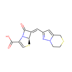 O=C(O)C1=CS[C@@H]2/C(=C\c3cc4n(n3)CCSC4)C(=O)N12 ZINC000003819346