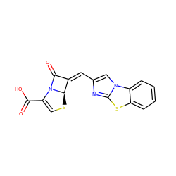 O=C(O)C1=CS[C@@H]2/C(=C\c3cn4c(n3)sc3ccccc34)C(=O)N12 ZINC000013586478