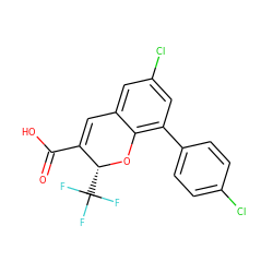 O=C(O)C1=Cc2cc(Cl)cc(-c3ccc(Cl)cc3)c2O[C@@H]1C(F)(F)F ZINC000066103675