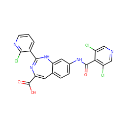 O=C(O)C1=Cc2ccc(NC(=O)c3c(Cl)cncc3Cl)cc2NC(c2cccnc2Cl)=N1 ZINC000027887910