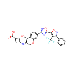 O=C(O)C1CC(N[C@H]2COc3cc(-c4noc(-c5onc(-c6ccccc6)c5C(F)(F)F)n4)ccc3[C@H]2O)C1 ZINC000169700224