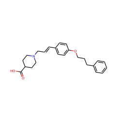 O=C(O)C1CCN(C/C=C/c2ccc(OCCCc3ccccc3)cc2)CC1 ZINC000072170817