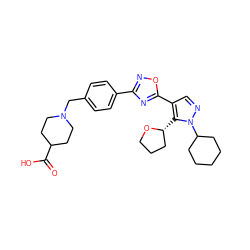 O=C(O)C1CCN(Cc2ccc(-c3noc(-c4cnn(C5CCCCC5)c4[C@@H]4CCCO4)n3)cc2)CC1 ZINC000068248235