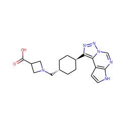 O=C(O)C1CN(C[C@H]2CC[C@H](c3nnn4cnc5[nH]ccc5c34)CC2)C1 ZINC001772588658