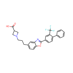 O=C(O)C1CN(CCCc2ccc3oc(-c4ccc(-c5ccccc5)c(C(F)(F)F)c4)nc3c2)C1 ZINC000084758940