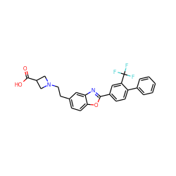 O=C(O)C1CN(CCc2ccc3oc(-c4ccc(-c5ccccc5)c(C(F)(F)F)c4)nc3c2)C1 ZINC000084759210