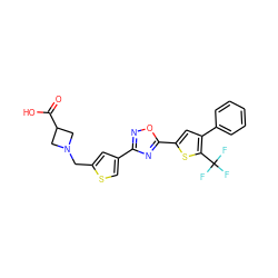 O=C(O)C1CN(Cc2cc(-c3noc(-c4cc(-c5ccccc5)c(C(F)(F)F)s4)n3)cs2)C1 ZINC000082159948