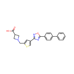 O=C(O)C1CN(Cc2cc(-c3noc(-c4ccc(-c5ccccc5)cc4)n3)cs2)C1 ZINC000073280158