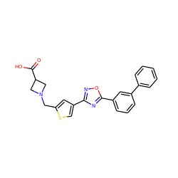 O=C(O)C1CN(Cc2cc(-c3noc(-c4cccc(-c5ccccc5)c4)n3)cs2)C1 ZINC000073280156