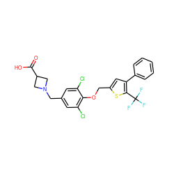 O=C(O)C1CN(Cc2cc(Cl)c(OCc3cc(-c4ccccc4)c(C(F)(F)F)s3)c(Cl)c2)C1 ZINC000013586610