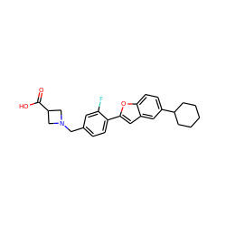 O=C(O)C1CN(Cc2ccc(-c3cc4cc(C5CCCCC5)ccc4o3)c(F)c2)C1 ZINC000043153515