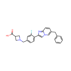 O=C(O)C1CN(Cc2ccc(-c3cn4cc(Cc5ccccc5)ccc4n3)c(F)c2)C1 ZINC000066097492