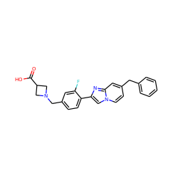 O=C(O)C1CN(Cc2ccc(-c3cn4ccc(Cc5ccccc5)cc4n3)c(F)c2)C1 ZINC000066066237