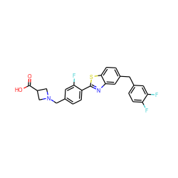 O=C(O)C1CN(Cc2ccc(-c3nc4cc(Cc5ccc(F)c(F)c5)ccc4s3)c(F)c2)C1 ZINC000066097370