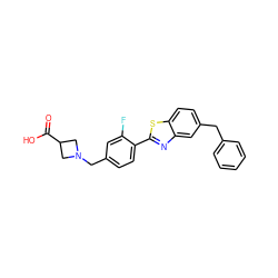 O=C(O)C1CN(Cc2ccc(-c3nc4cc(Cc5ccccc5)ccc4s3)c(F)c2)C1 ZINC000066112865