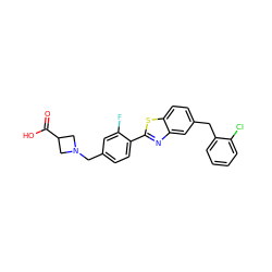 O=C(O)C1CN(Cc2ccc(-c3nc4cc(Cc5ccccc5Cl)ccc4s3)c(F)c2)C1 ZINC000066105052