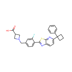 O=C(O)C1CN(Cc2ccc(-c3nc4ccc(C5(c6ccccc6)CCC5)nc4s3)c(F)c2)C1 ZINC000066099025