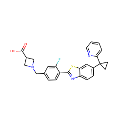 O=C(O)C1CN(Cc2ccc(-c3nc4ccc(C5(c6ccccn6)CC5)cc4s3)c(F)c2)C1 ZINC000073162443