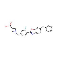 O=C(O)C1CN(Cc2ccc(-c3nc4ccc(Cc5ccccc5)cc4o3)c(F)c2)C1 ZINC000066066236