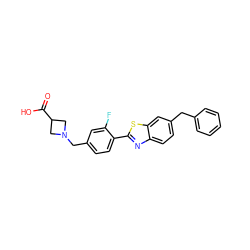 O=C(O)C1CN(Cc2ccc(-c3nc4ccc(Cc5ccccc5)cc4s3)c(F)c2)C1 ZINC000066066282