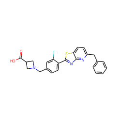 O=C(O)C1CN(Cc2ccc(-c3nc4nc(Cc5ccccc5)ccc4s3)c(F)c2)C1 ZINC000066112867