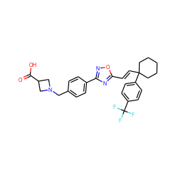 O=C(O)C1CN(Cc2ccc(-c3noc(/C=C/C4(c5ccc(C(F)(F)F)cc5)CCCCC4)n3)cc2)C1 ZINC000113880109