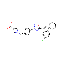 O=C(O)C1CN(Cc2ccc(-c3noc(/C=C/C4(c5ccc(Cl)cc5)CCCCC4)n3)cc2)C1 ZINC000113829612