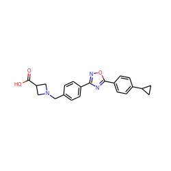 O=C(O)C1CN(Cc2ccc(-c3noc(-c4ccc(C5CC5)cc4)n3)cc2)C1 ZINC000013673892