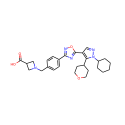 O=C(O)C1CN(Cc2ccc(-c3noc(-c4cnn(C5CCCCC5)c4C4CCOCC4)n3)cc2)C1 ZINC000114560480