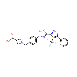 O=C(O)C1CN(Cc2ccc(-c3noc(-c4noc(-c5ccccc5)c4C(F)(F)F)n3)cc2)C1 ZINC000068250852