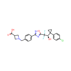 O=C(O)C1CN(Cc2ccc(-c3noc(C(F)(F)[C@H](O)C4(c5ccc(Cl)cc5)CC4)n3)cc2)C1 ZINC000113875924