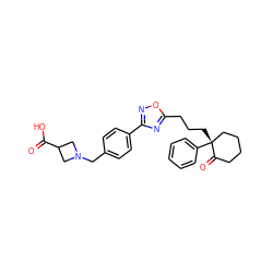 O=C(O)C1CN(Cc2ccc(-c3noc(CCC[C@@]4(c5ccccc5)CCCCC4=O)n3)cc2)C1 ZINC000169705910