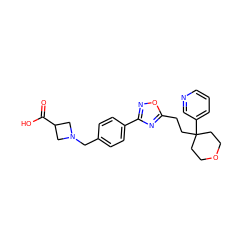 O=C(O)C1CN(Cc2ccc(-c3noc(CCC4(c5cccnc5)CCOCC4)n3)cc2)C1 ZINC000113878012