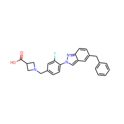 O=C(O)C1CN(Cc2ccc(-n3cc4cc(Cc5ccccc5)ccc4n3)c(F)c2)C1 ZINC000066097493