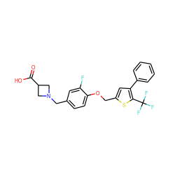 O=C(O)C1CN(Cc2ccc(OCc3cc(-c4ccccc4)c(C(F)(F)F)s3)c(F)c2)C1 ZINC000013586606