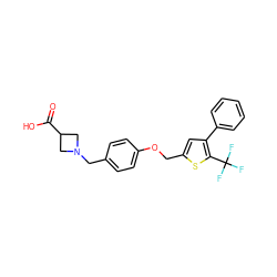 O=C(O)C1CN(Cc2ccc(OCc3cc(-c4ccccc4)c(C(F)(F)F)s3)cc2)C1 ZINC000003816977