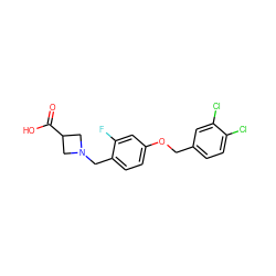 O=C(O)C1CN(Cc2ccc(OCc3ccc(Cl)c(Cl)c3)cc2F)C1 ZINC000143684804