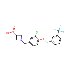 O=C(O)C1CN(Cc2ccc(OCc3cccc(C(F)(F)F)c3)c(Cl)c2)C1 ZINC000145692888