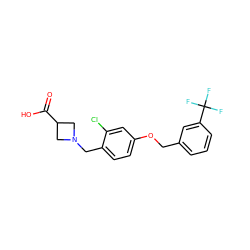 O=C(O)C1CN(Cc2ccc(OCc3cccc(C(F)(F)F)c3)cc2Cl)C1 ZINC000063540346