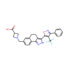 O=C(O)C1CN(Cc2ccc3c(c2)CCc2c-3n[nH]c2-c2onc(-c3ccccc3)c2C(F)(F)F)C1 ZINC000117176982