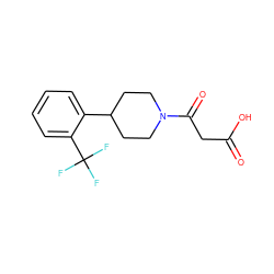 O=C(O)CC(=O)N1CCC(c2ccccc2C(F)(F)F)CC1 ZINC000299829575