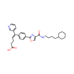 O=C(O)CC/C=C(\c1ccc(-c2nc(C(=O)NCCCCC3CCCCC3)co2)cc1)c1cccnc1 ZINC000029563064