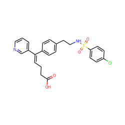 O=C(O)CC/C=C(\c1ccc(CCNS(=O)(=O)c2ccc(Cl)cc2)cc1)c1cccnc1 ZINC000013733217