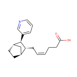O=C(O)CC/C=C\C[C@@H]1[C@H]2CC[C@@H](C2)[C@H]1c1cccnc1 ZINC000100021591