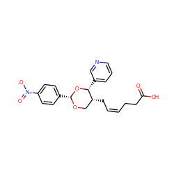 O=C(O)CC/C=C\C[C@@H]1CO[C@H](c2ccc([N+](=O)[O-])cc2)O[C@@H]1c1cccnc1 ZINC000013740451